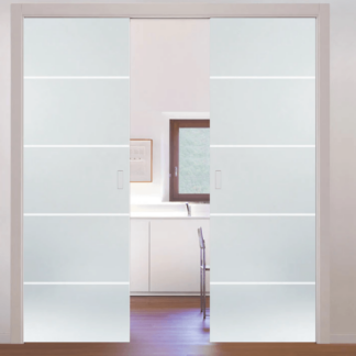 Patterned double glass Eclisse pocket door system