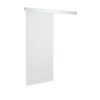The ECLISSE Wall Mounted Sliding Door Kit and Pelmet - 2m Track - Paris 2 features a minimalist white sliding door with a silver horizontal track, shown on a plain background to emphasise its modern, sleek appeal for contemporary interiors.