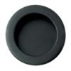 The Flush Pull Round Handle - Dia 57mm is a round, black handle with a recessed centre, designed for ECLISSE Pocket Doors and shown from above against a white background.