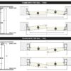 Technical diagram of the ECLISSE Door System - Syntesis® Hinged Double, showing side and top views with top rails in push/pull setups, sliding or pocket door options, cross-sections, and dimensions relative to ceiling and floor.