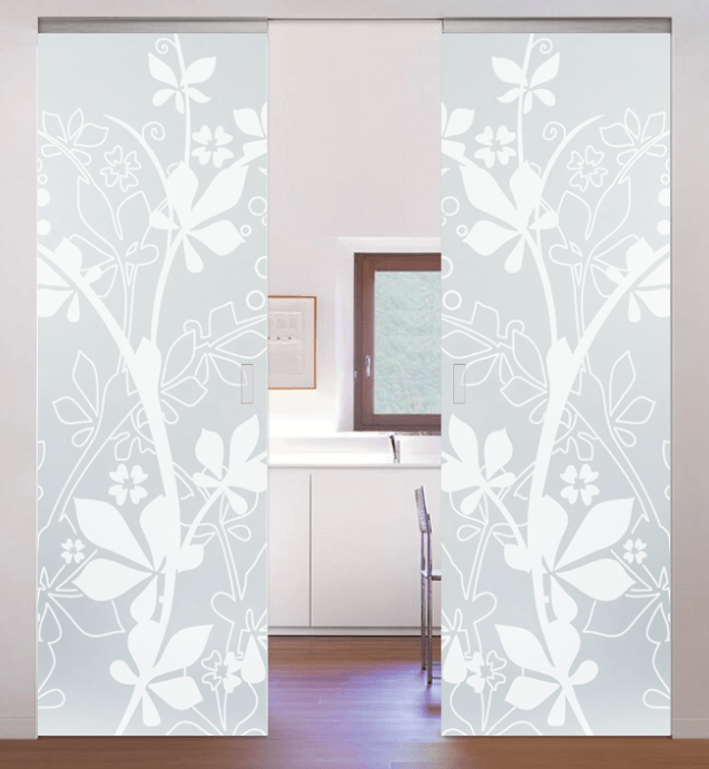 ECLISSE Pocket Door System – Syntesis Patterned Double Glass
