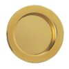 Photographed from above against a white background, the Flush Pull Round Handle - Dia 57mm features a plain, shiny gold finish and a slightly raised rim, with a smooth surface as seamless as modern sliding doors.