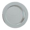 The Flush Pull Round Handle - Dia 57mm is a shiny, round silver plate with a raised rim—an ideal modern accent for ECLISSE Pocket Doors—shown from above on a white background.