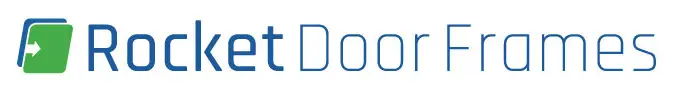 Logo for Rocket Door Frames - 70mm Glass Pocket Door Kit features blue text and a green square with a white rocket icon on the left, perfect for companies specialising in sliding or pocket doors similar to ECLISSE.