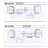 Two diagrams labelled SX SYSTEM and DX SYSTEM show top views of a person operating an ECLISSE Pocket Door System for Classic Single Glass Doors (10mm plain or patterned), indicating movement direction and satin/decoration side as material passes through rollers.
