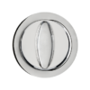 The AURA Round Lock Set For Sliding Pocket Door features a shiny silver, oval-shaped handle—ideal for ECLISSE Pocket Doors—shown from above on a white background.