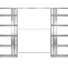 The ECLISSE Pocket Door System - Classic Double Wiring-Ready features a metal wall frame with two vertical sides, each with four rectangular cut-outs and a central opening. Electrical wires run through the lower sections, set against a white background.