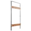 ECLISSE Door system - Syntesis® Hinged Single With Door features a metal frame with two horizontal wooden planks across the middle and lower sections, shown upright against a white background—perfect for ECLISSE sliding doors.