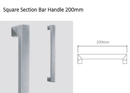Glass Door Handle – Square Section Bar Handle 200mm (Square 41 200)